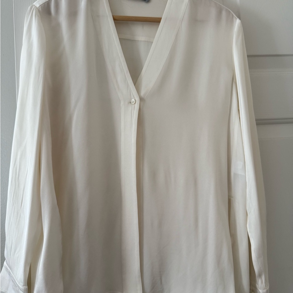 Vince Cream Relaxed Notched Collar Blouse